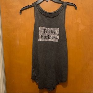 Rare Tyler Jacobs “Tricky Business” graphic black tank top Small